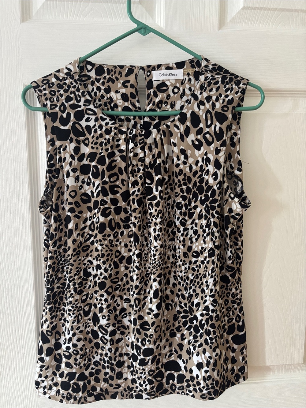 Calvin Klein Leopard Print Sleeveless Camisole - Beige & Black